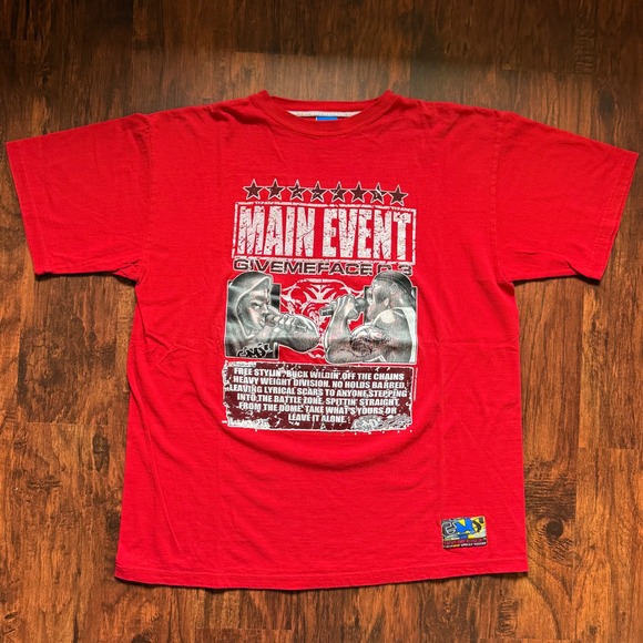 GIVE ME FACE Other - Y2K Rap Tee Vintage Underground Rap Show‎ 2000s Baggy Red T-Shirt XL XXL